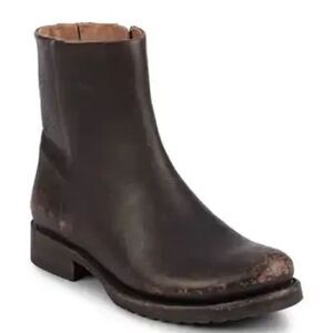 Frye Veronica Inside Zip Boots, Black Distressed Leather 7 $278